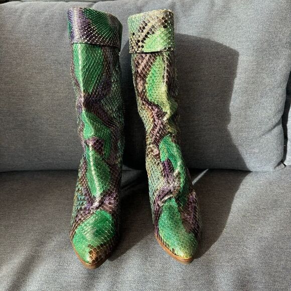 Vintage Snakeskin Adige Paris Heeled Ankle Boots Size 4 - Picture 7 of 7
